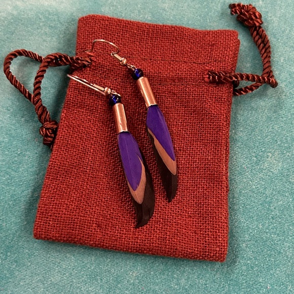 🪽HP🪽Feather Earrings - Purple/Blue, Gray, Black - Picture 2 of 3
